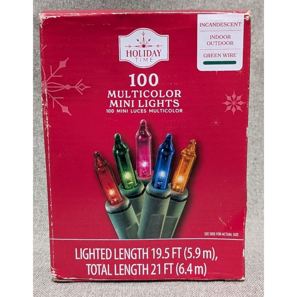 Holiday Time 100 Multicolor Mini Lights Unisex OS Multi Good Indoor Outdoor 21ft
